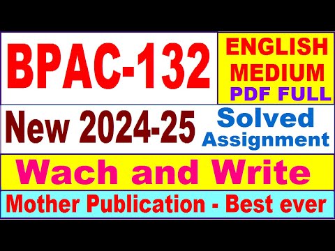 BPAC 132 solved assignment 2024-25 in English || bpac 132 solved assignment 2025 || bpac132 2024-25