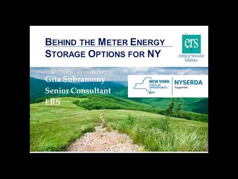 Behind the Meter Energy Storage Options for New York