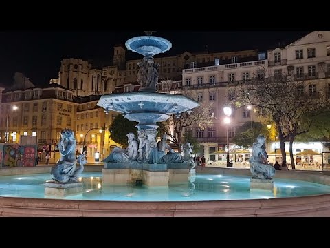 LISBON After Dark , Midnight Walk in Portugal