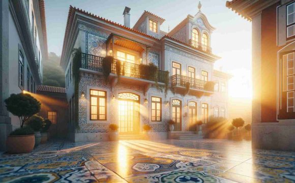 High-definition photorealistic depiction of a home in Lisbon, Portugal experiencing a new beginning. The house should be traditionally Portuguese in architecture, with azulejo tiles. A light, refreshing morning ambiance should embody this new start, with the golden rays of the sunrise illuminating the vibrant colors of the house. The environment should be serene and hopeful, expressing optimism for the fresh start.