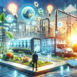 High quality image of an innovative energy solution scenario where a generic company partners with an electric solutions firm, visualizing the collaboration in a vibrant and realistic setting. The scene can be showcasing advanced technologies, sustainable machinery, and various elements that symbolize modern energy solutions. The mood of the picture radiates inspiration and a forward-thinking mindset.