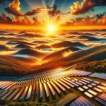 A vivid and hyperrealistic image depicting the significant solar expansion taking place in West Virginia. The scene unveils a vast array of bright and shining solar panels that sprawl over the rolling Appalachian mountains. This vast field of panels embraces sunlight, converting it to clean energy. In the background, sunrise is casting a vibrant orange hue, and a set of fluffy white clouds enhance the beauty of the clear blue sky. The visual elements personify a brighter, cleaner future hinged on renewable energy sources.