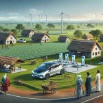 A high definition realistic image displaying the theme of 'Expanding Reach: Rural Electric Cooperatives Support Electric Vehicle Infrastructure Growth'. The picture depicts a rural setting with vast greens, open sky, and traditional farmhouses. There are electric vehicle charging stations scattered strategically around the area, casting the impression of recent growth. On one side, an electric car is seen plugged into a station. Creating a balance to the view, some farmers, a South Asian man, and a Caucasian woman, are seen observing the infrastructure with appreciative eyes.